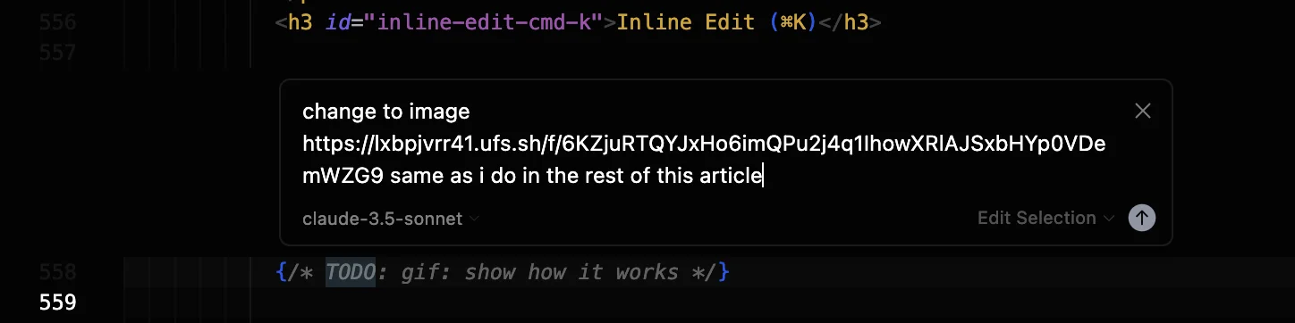 Cursor inline edit showcase