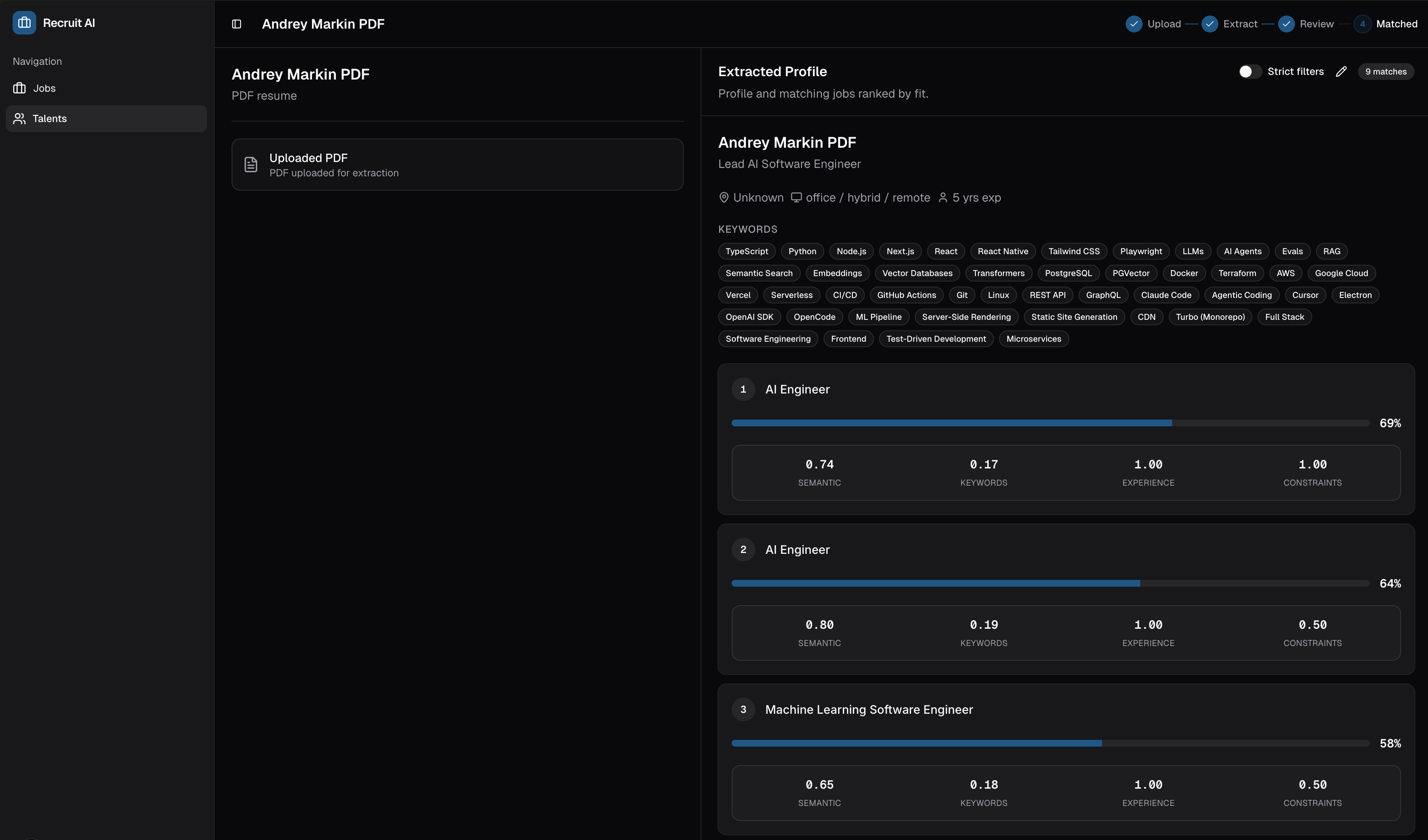 Recruit AI: Intelligent Recruitment Matching