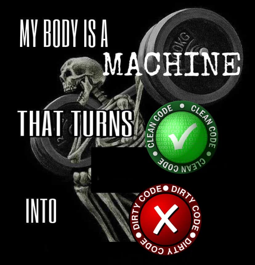 Tweet by @theo: 'My body is a machine that turns clean code into dirty code'
