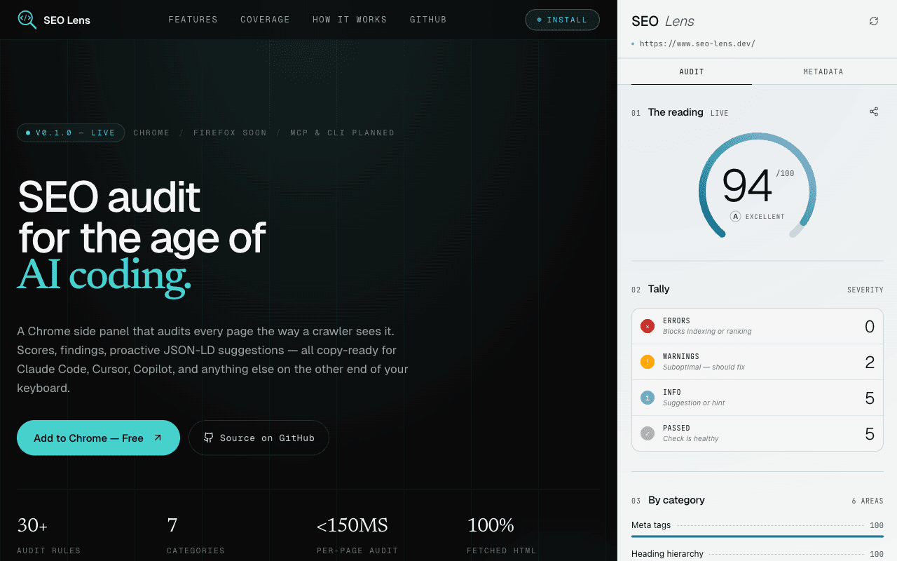 SEO Lens: Browser Extension for SEO Auditing