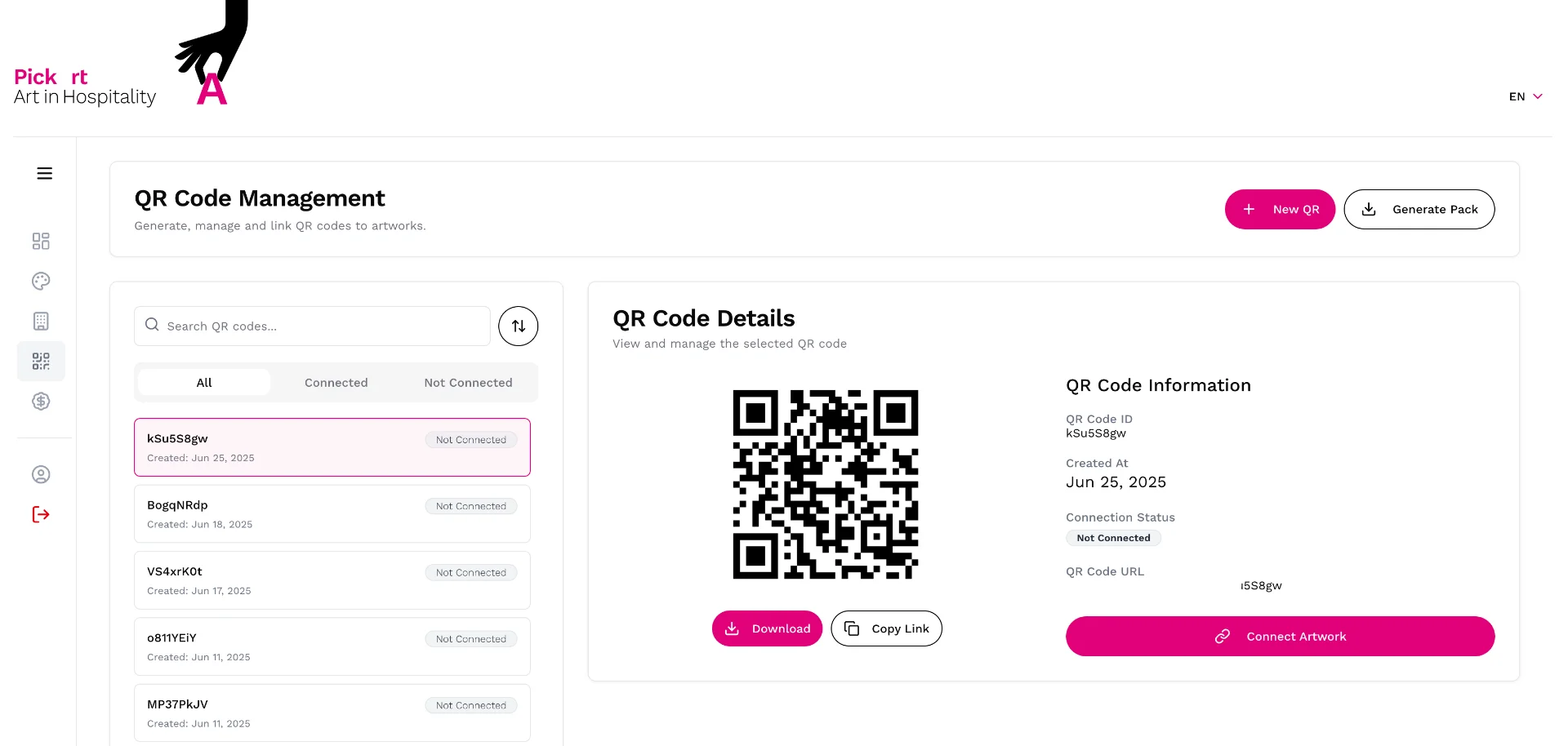 PickArt QR Code Scanning Interface