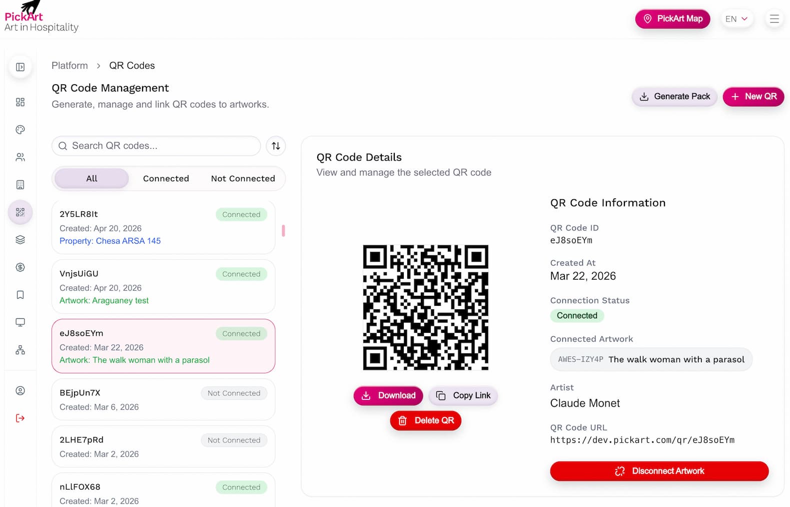 PickArt QR Code Scanning Interface